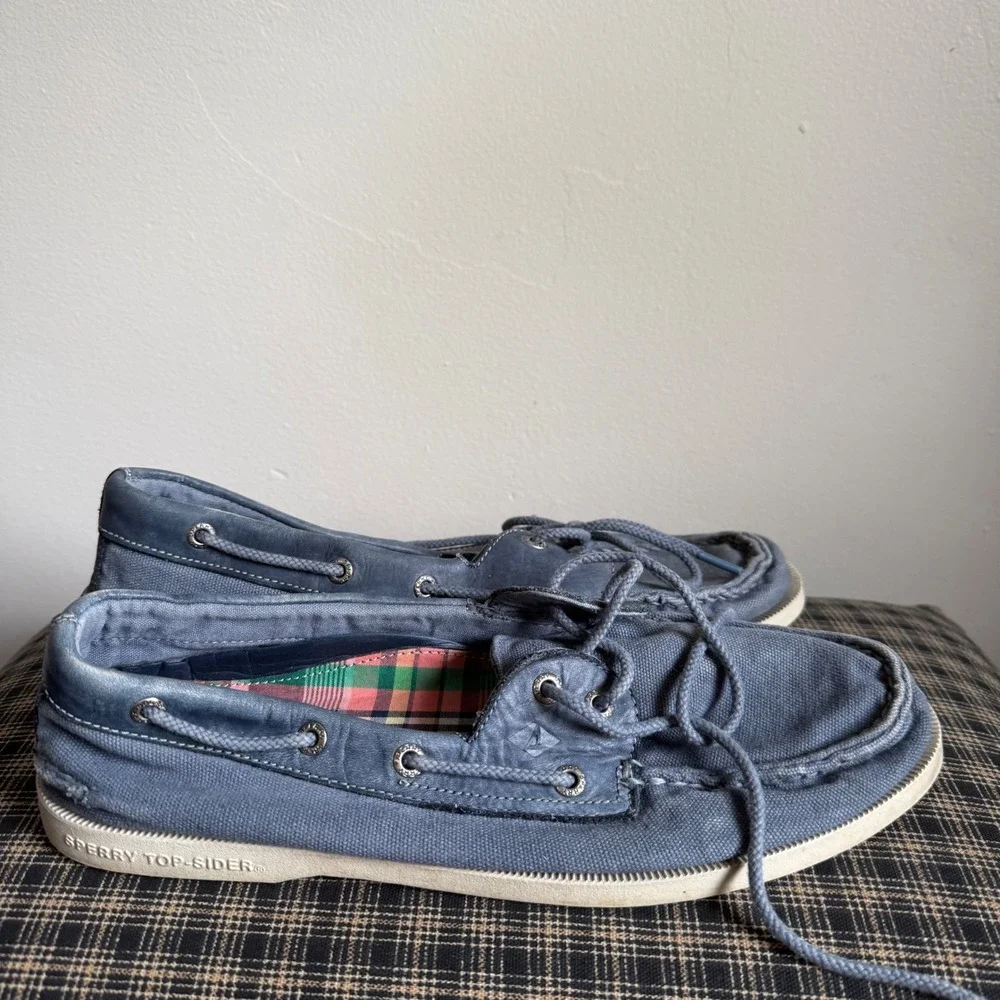 Sperry Top-Sider Authentic Original Canvas Boat Shoes Size 10 Blue
